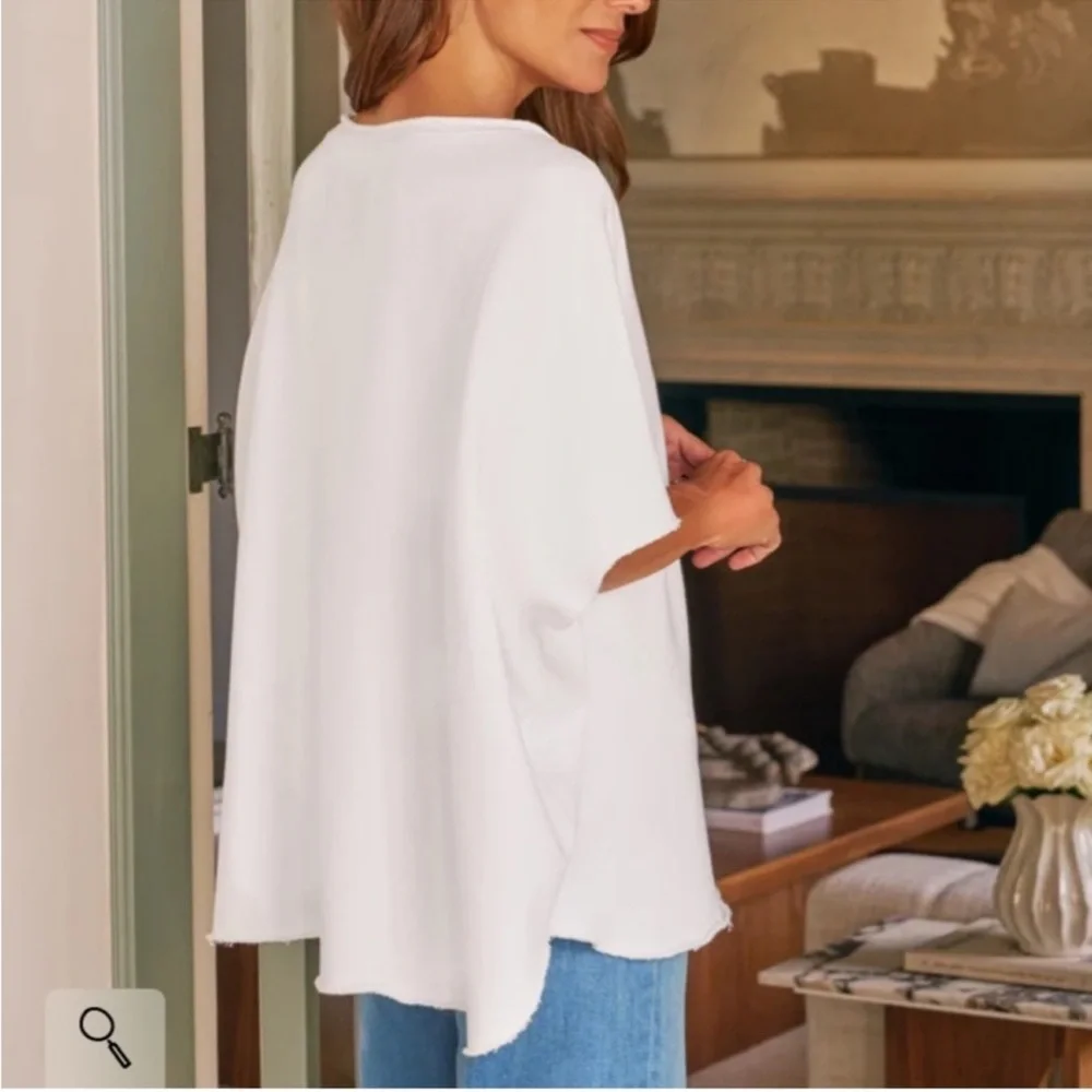 Frank & Eileen White Relaxed Short Sleeve sweatshirt Pullover - Picture 2 of 11